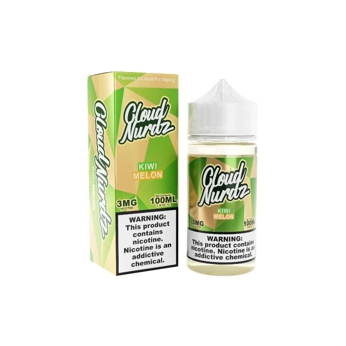 Melon Kiwi Cloud Nurdz 100ml e-liquid bottle with melon and kiwi candy graphics.