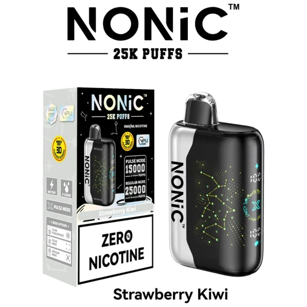 Strawberry Kiwi NONiC 25K disposable vape with strawberry and kiwi fruit graphics.