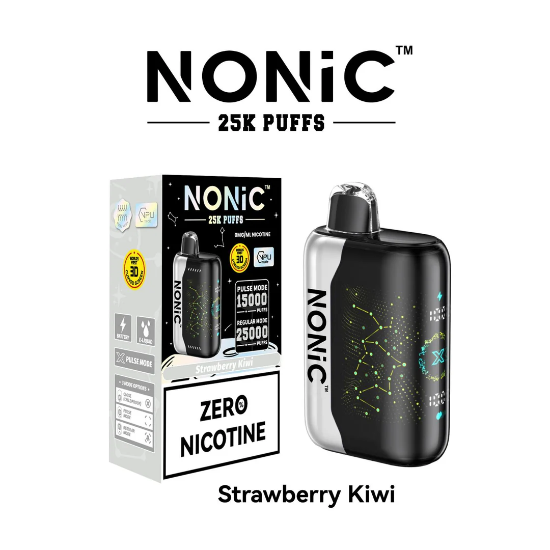 Strawberry Kiwi NONiC 25K disposable vape with strawberry and kiwi fruit graphics.