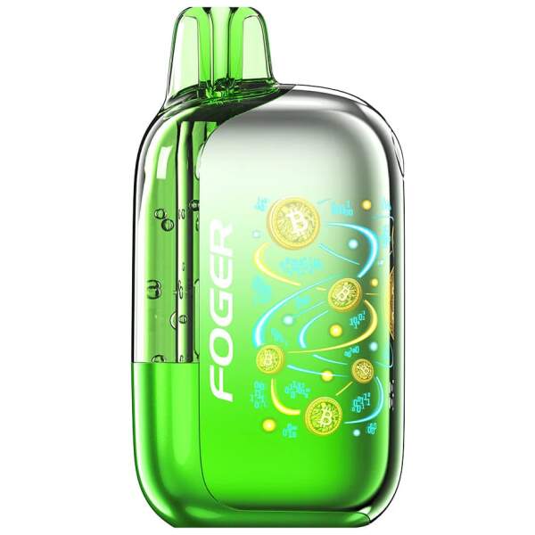 Sour Kiwi Gush Foger Bit 35K disposable vape with kiwi and sour candy-themed artwork.