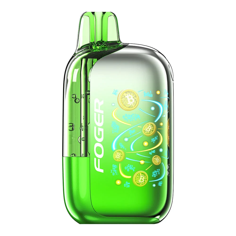 Sour Kiwi Gush Foger Bit 35K disposable vape with kiwi and sour candy-themed artwork.