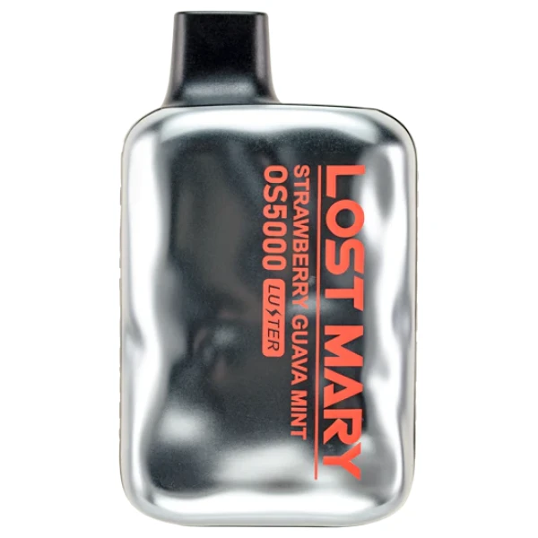 Strawberry Guava Mint Lost Mary OS5000 Zero Nic disposable vape with strawberry, guava, and mint leaf graphics.