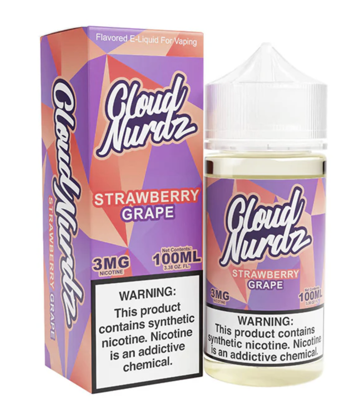 Strawberry Grape Cloud Nurdz 100Ml Strawberry Grape Cloud Nurdz 100ml e-liquid bottle with strawberry and grape candy graphics.