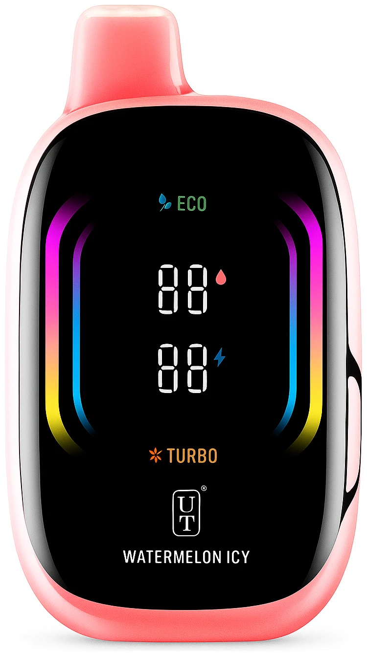 Watermelon Icy Flum Mello Pro 50K Watermelon Icy Float Mello Pro 50K disposable vape with watermelon and ice cube design on a frosty background.