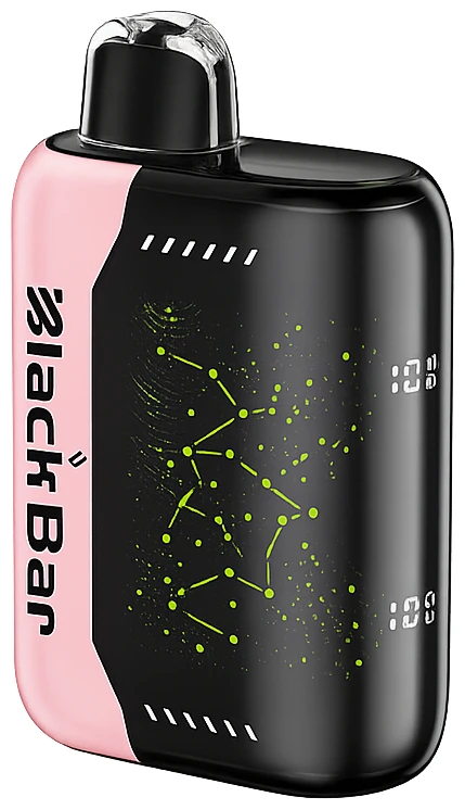 34Dba1Fb-F2C2-4199-9F55-3Fa5Ca399C66 Strawberry Mango Black Bar Universe X disposable vape with strawberry and mango fruit graphics on a sleek device.