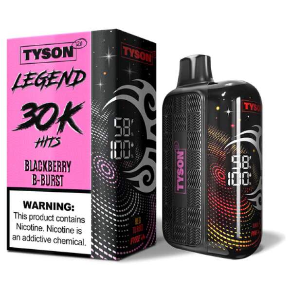 Blackberry B Burst Tyson 2.0 Legend 30K disposable vape with blackberry-themed design.