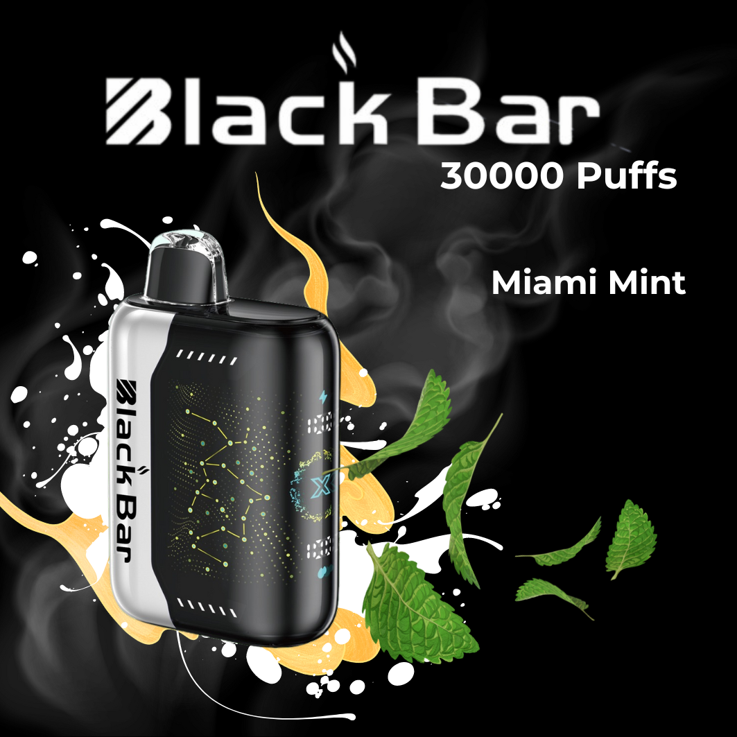 Black Bar Universe X Miami Mint Miami Mint Black Bar Universe X offers a clean, icy mint flavor with smooth performance in a sleek and refreshing disposable vape.