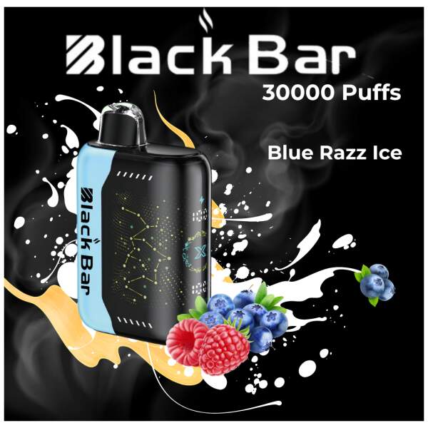 Blue Razz Ice Black Bar Universe X disposable vape with blue raspberry graphics and icy blue accents.