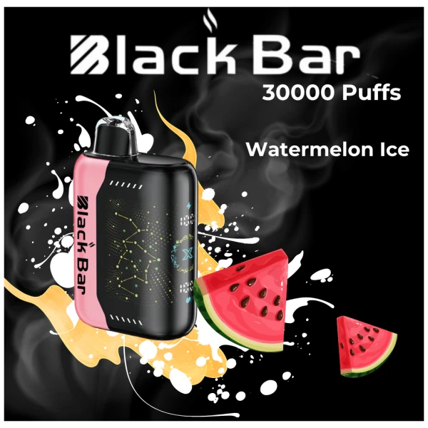 Watermelon Ice Black Bar Universe X disposable vape with watermelon fruit graphics and icy blue accents.