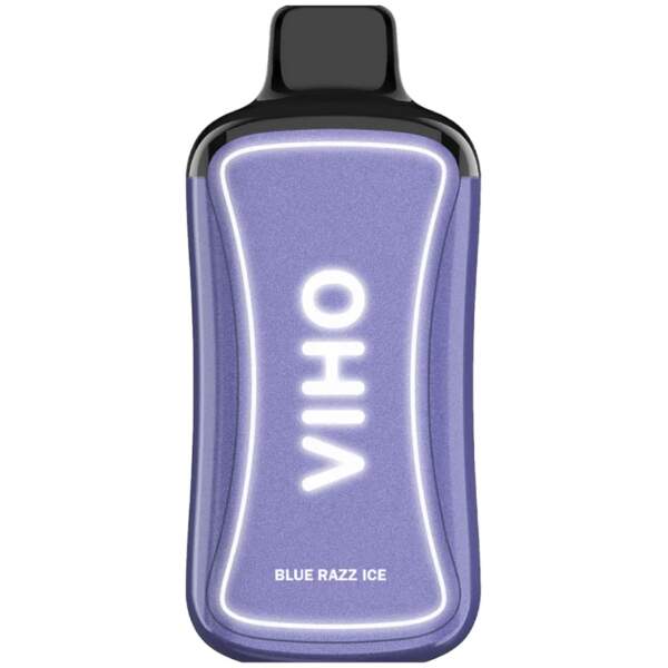 Blue Razz Ice VIHO Supercharge ZERO Nicotine vape with blue raspberry and ice-themed artwork.