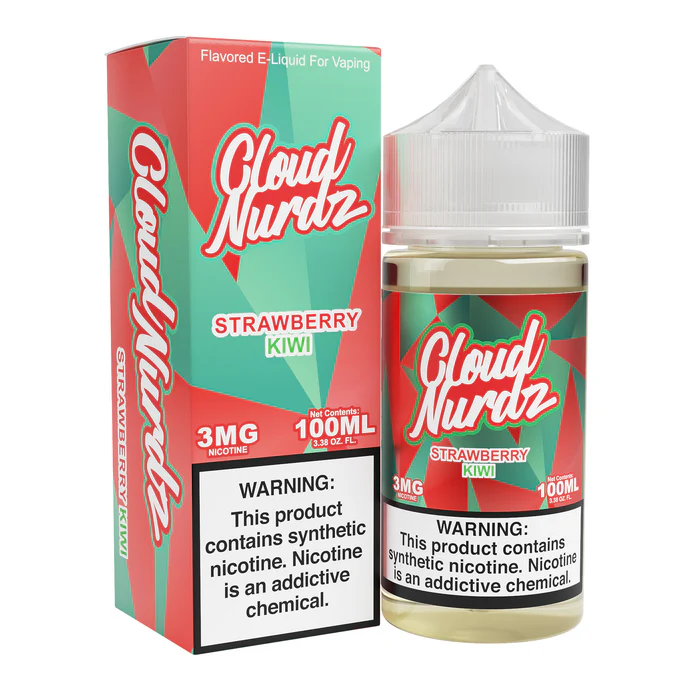 Cloud-Nurdz-Strawberry-Kiwi_700X700 Strawberry Kiwi Cloud Nurdz 100ml e-liquid bottle with strawberry and kiwi candy graphics.