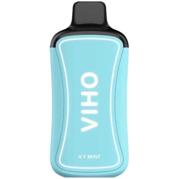 Icy Mint VIHO Supercharge ZERO Nicotine vape with icy mint-themed design.