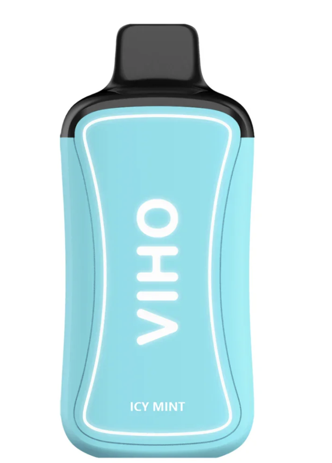 Icy Mint VIHO Supercharge ZERO Nicotine vape with icy mint-themed design.
