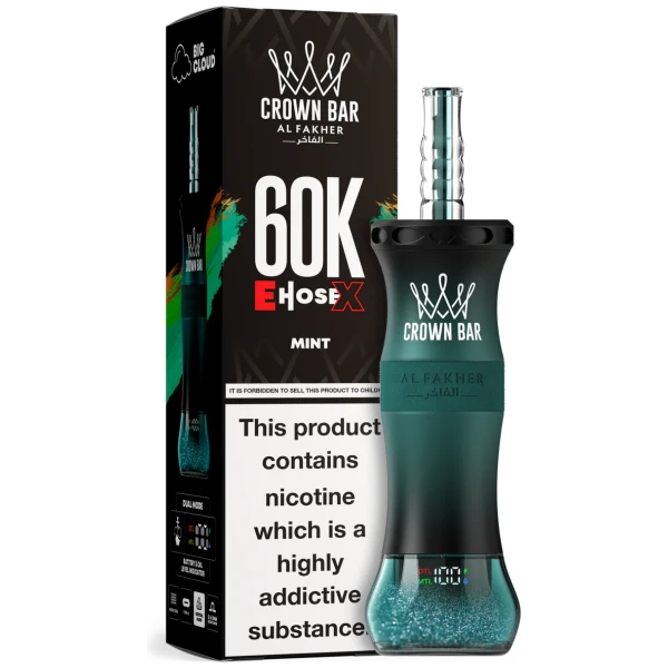 Mint Al Fakher Crown Bar E Hose X 60k disposable device with mint-themed flavor graphics.