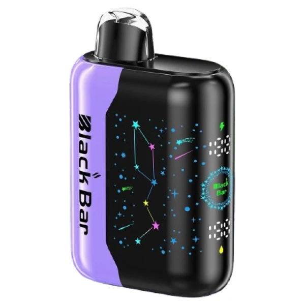 Blackberry B-Pop Black Bar Universe X disposable vape with blackberry candy graphics and dark purple accents.
