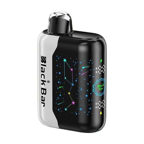 A 18ml Gummy Bear Black Bar Universe X disposable vape with colorful gummy bear candy graphics on the device. by Vape4Less.