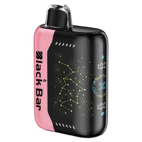 Strawberry Kiwi Ice Black Bar Universe X disposable vape with red strawberry, green kiwi, and icy cool graphics.