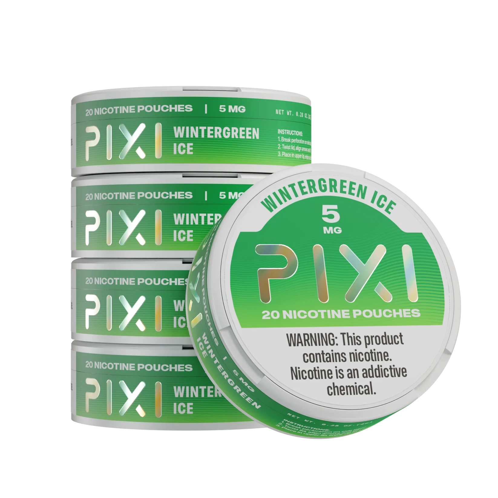Wintergreen Ice Pixi nicotine pouches can 5mg - 1 roll