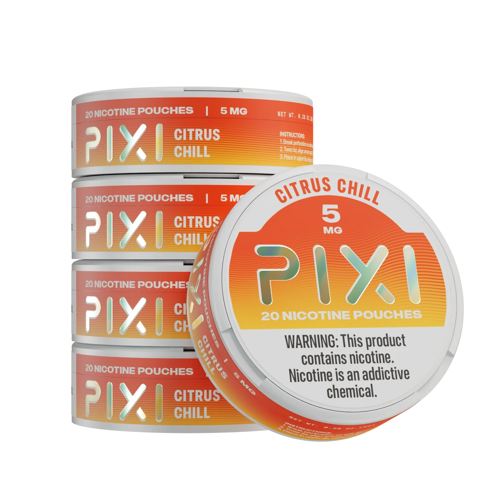 Citrus Chill Pixi nicotine pouches can 5mg - 1 roll