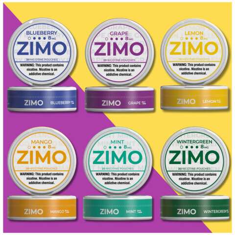 A Fruity Variety Pack Zimo Nicotine Pouches with mixed fruity flavor selection by Vape4Less.