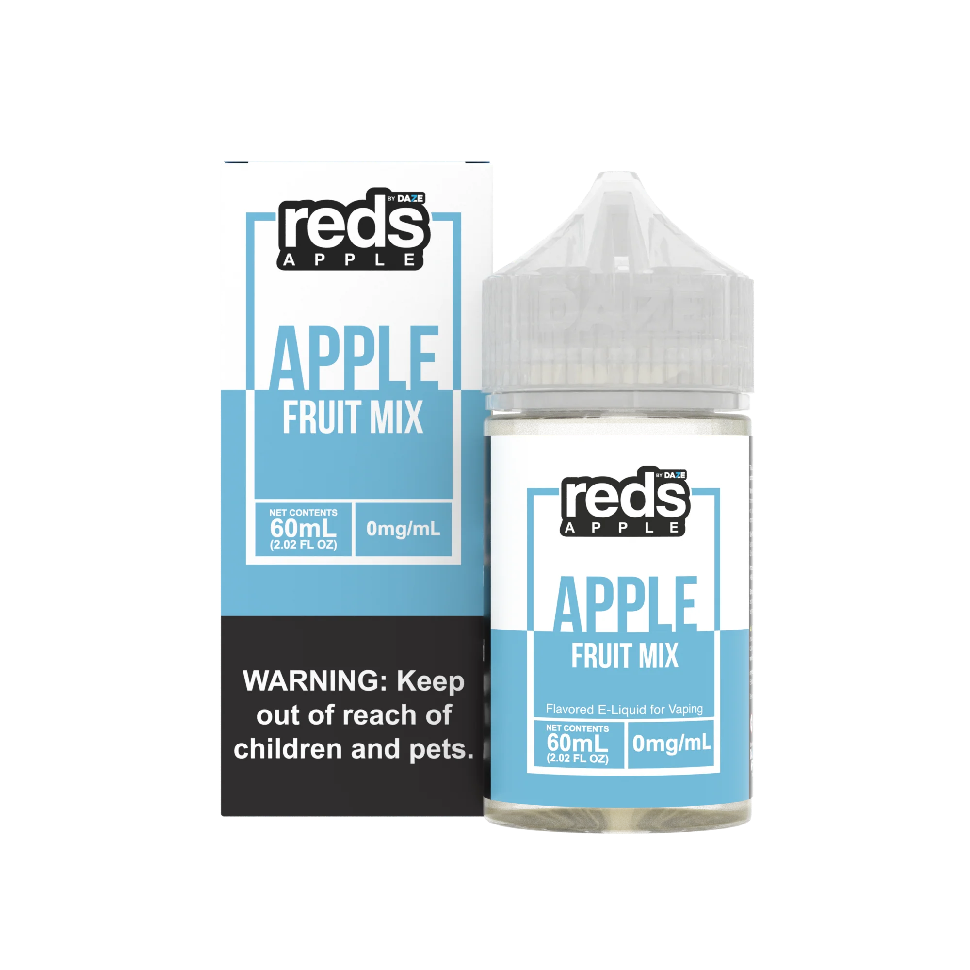 A 60ml bottle of Fruit Mix - Apple Reds 60ml vape juice bottle featuring red apple fruit mix label design. by Vape4Less.