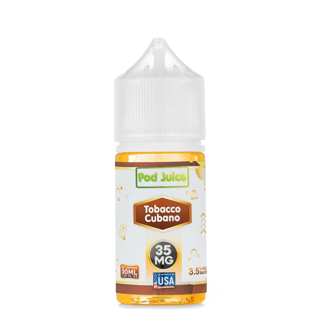 A 30ml bottle of Tobacco Cubano Pod Juice Cuban-style tobacco e-liquid by Vape4Less.