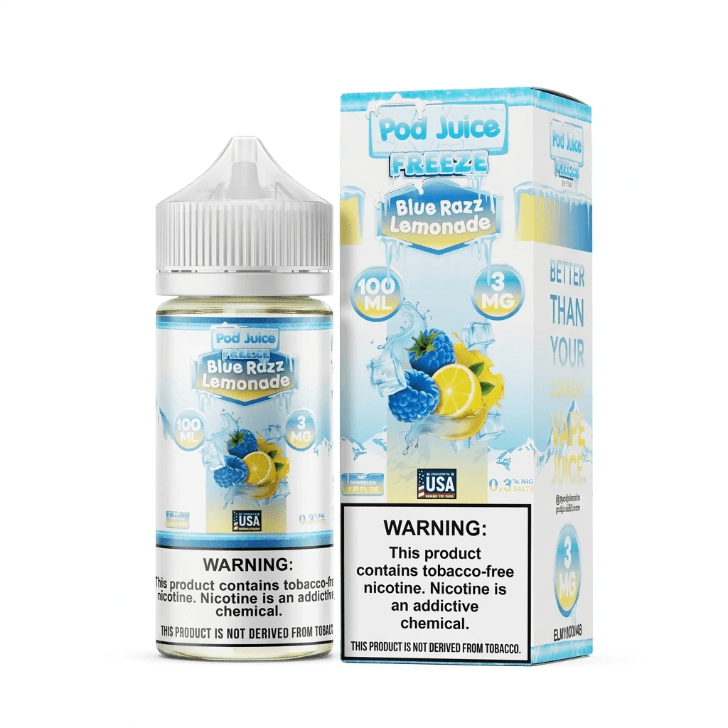 Blue Razz Lemonade Freeze Pod Juice 100mL Freebase Bottle - Icy Blue Raspberry Lemonade Flavor