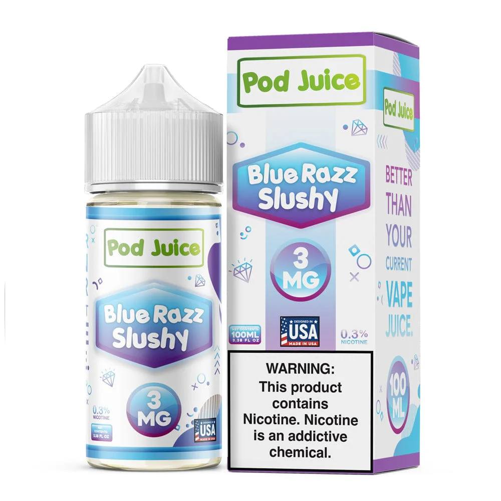 Blue Razz Slushy Pod Juice 100mL Freebase Bottle - Sweet Blue Raspberry Candy Flavor