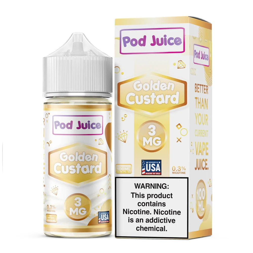 Golden Custard Pod Juice 100mL Freebase Bottle - Creamy Rich Vanilla Custard Flavor