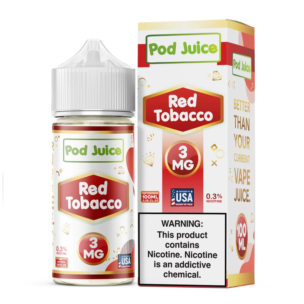 Red Tobacco Pod Juice 100mL Freebase Bottle - Bold Full-Bodied Tobacco Flavor