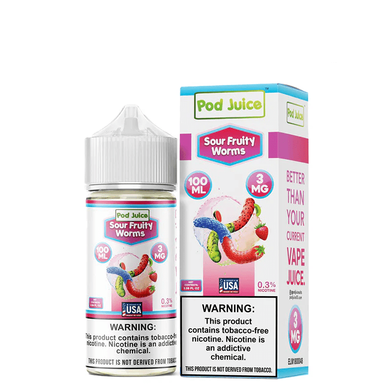 Sour Fruity Worms Pod Juice 100mL Freebase Bottle - Tangy Sweet Gummy Candy Flavor