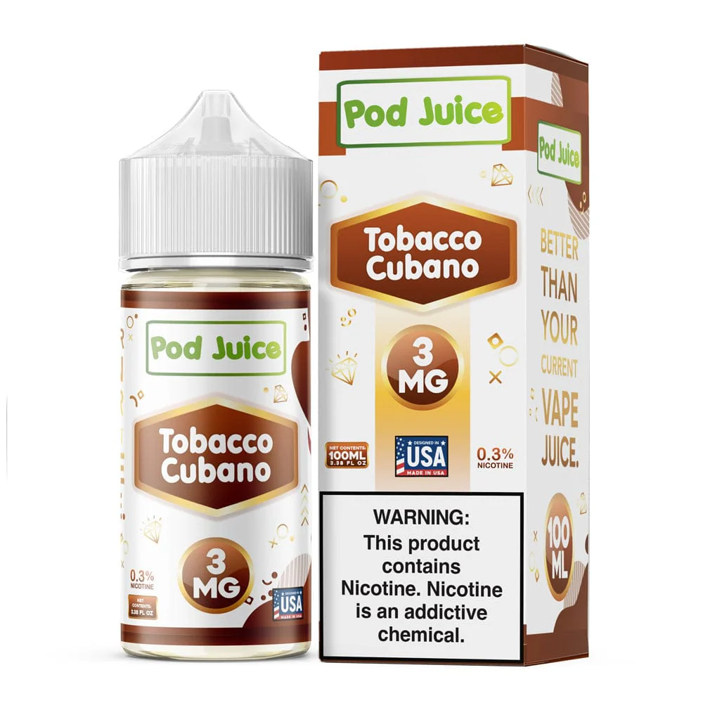 Tobacco Cubano Pod Juice 100mL Freebase Bottle - Rich Bold Cuban Tobacco Flavor