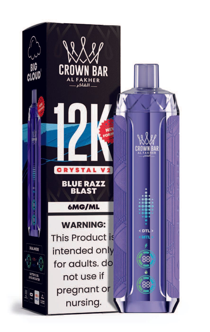 Blue Razz Blast Al Fakher Crown Bar Crystal V2 12K Blue Razz Blast Al Fakher Crown Bar Crystal V2 12K Disposable Vape