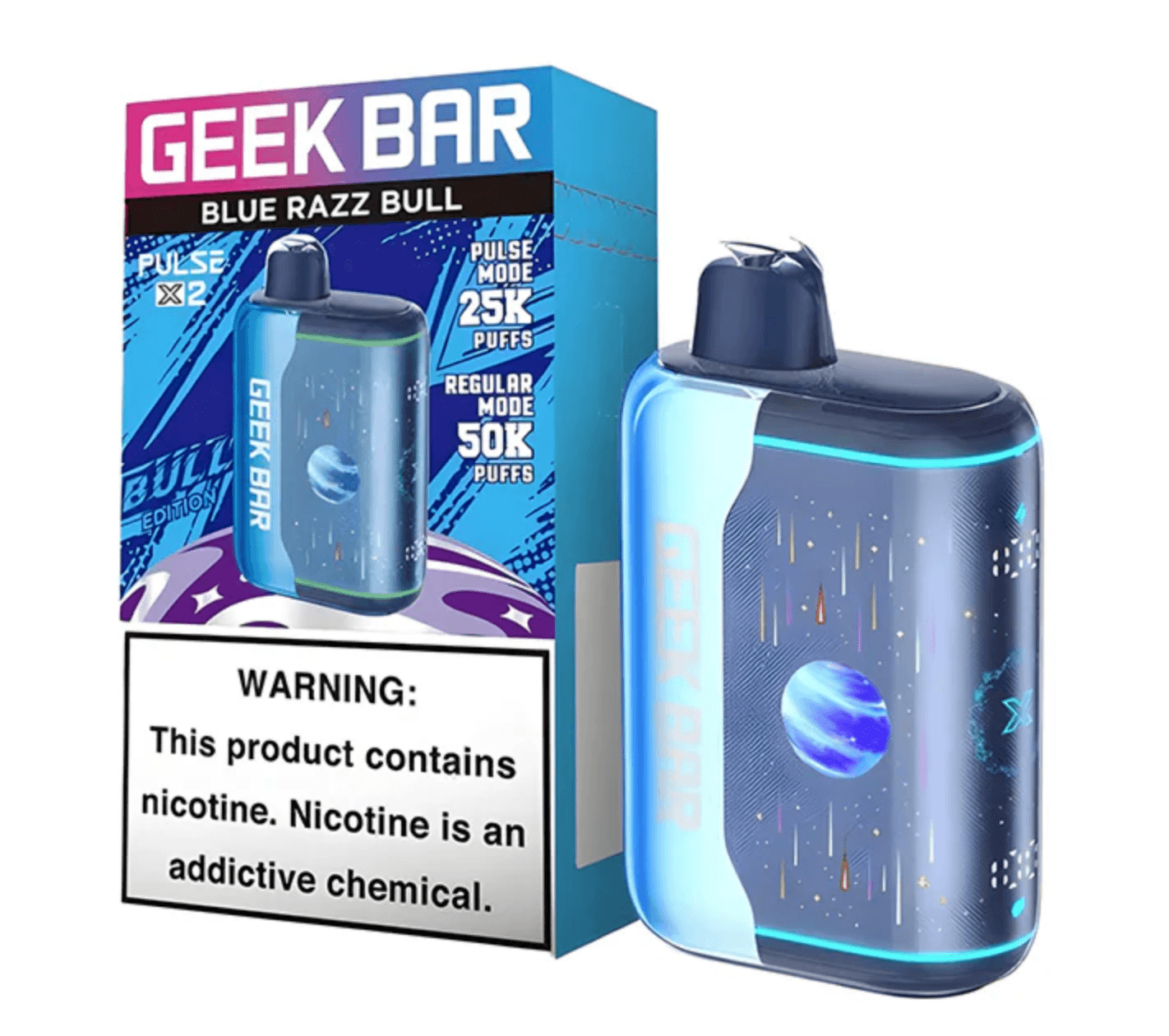Blue Razz Bull Geek Bar Pulse X2 50K Blue Razz Bull Geek Bar Pulse X2 50K Disposable Vape