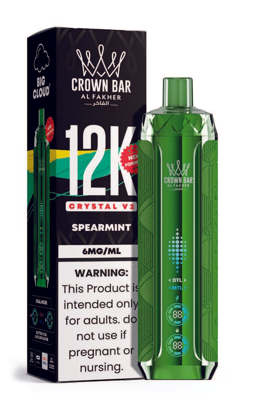 Spearmint Al Fakher Crown Bar Crystal V2 12K Disposable Vape