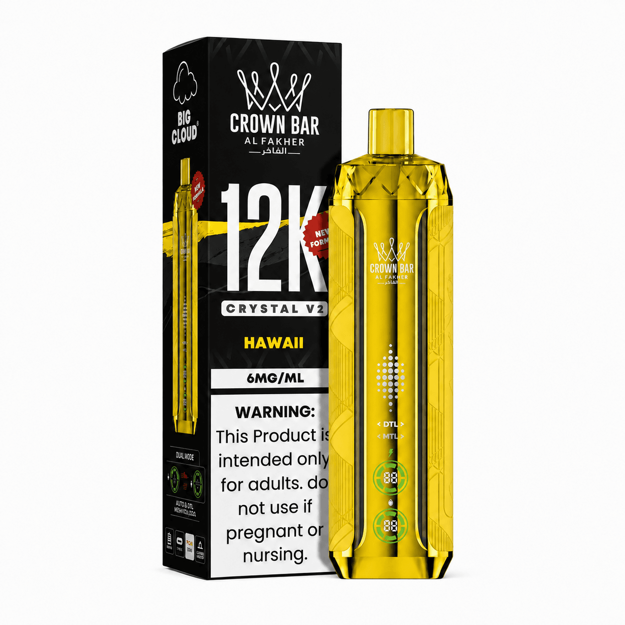 Hawaii Al Fakher Crown Bar Crystal V2 12K Hawaii Al Fakher Crown Bar Crystal V2 12K Disposable Vape