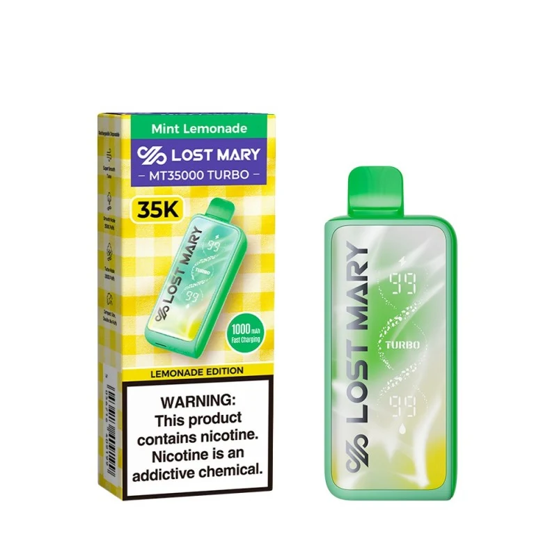 Mint Lemonade Lost Mary MT35000 Turbo Mint Lemonade Lost Mary MT35000 Turbo Disposable Vape 35000 Puffs