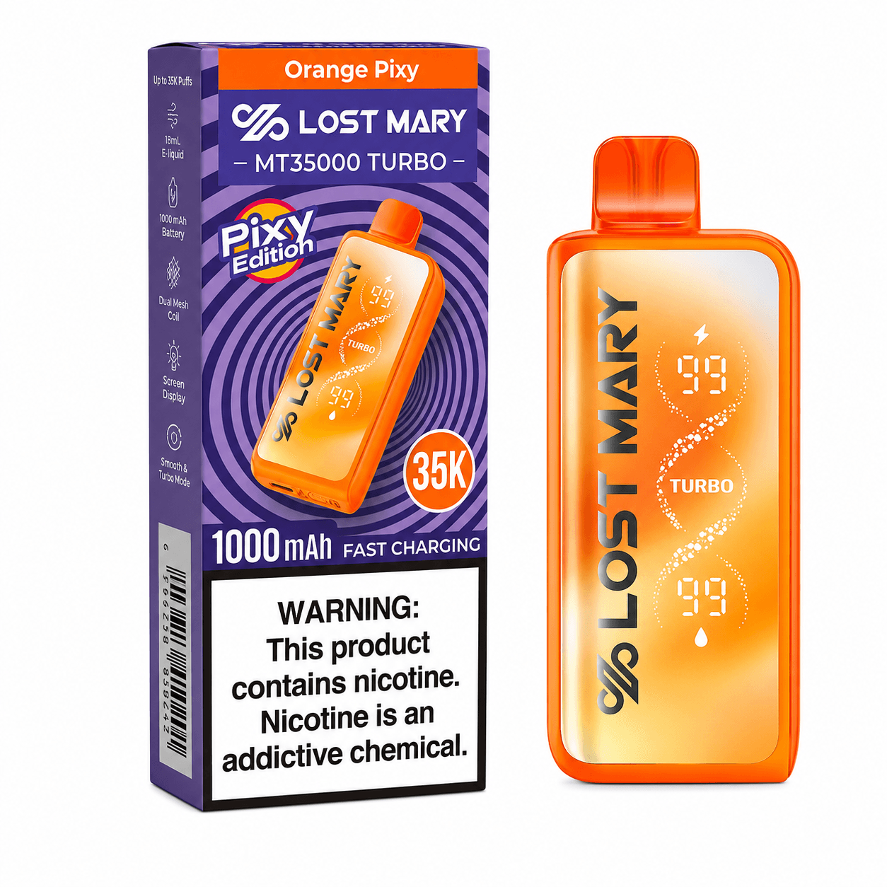 Orange Pixy Lost Mary MT35000 Turbo Disposable Vape 35000 Puffs