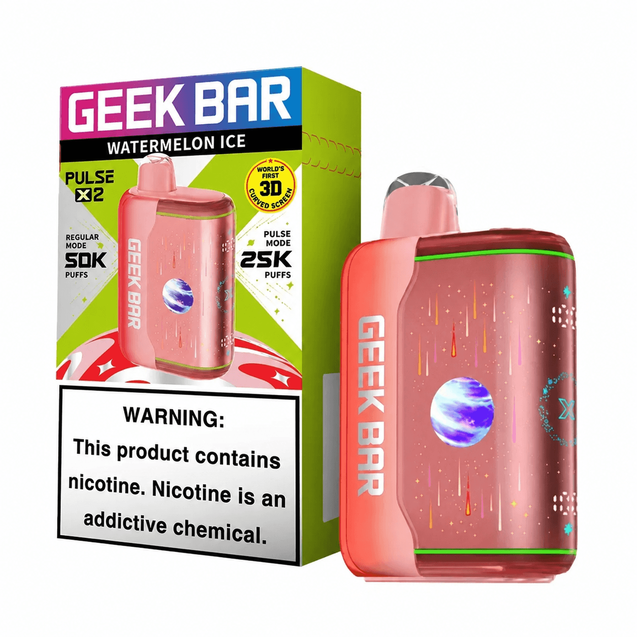 Watermelon Ice Geek Bar Pulse X2 50K Disposable Vape