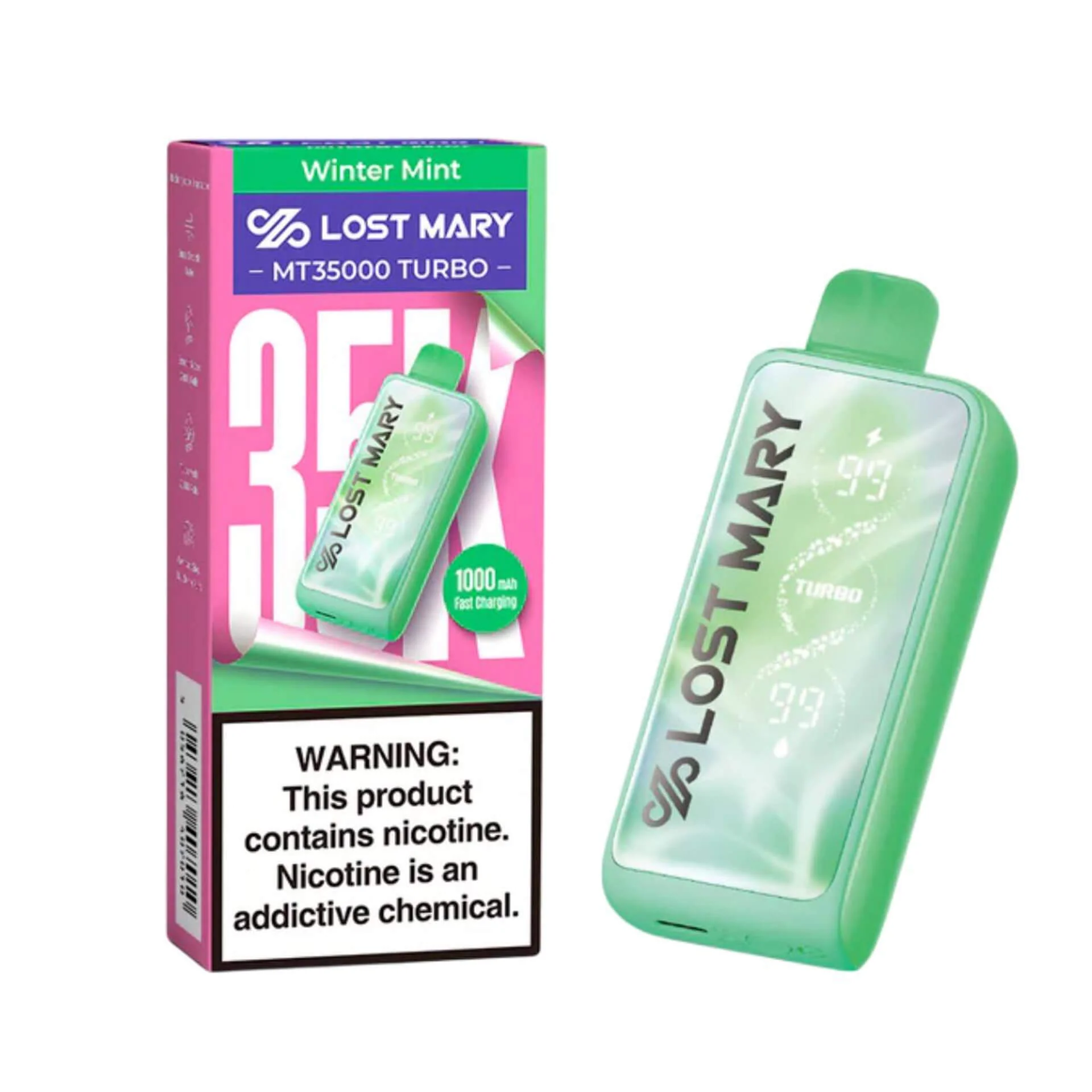Winter Mint Lost Mary MT35000 Turbo Winter Mint Lost Mary MT35000 Turbo Disposable Vape 35000 Puffs