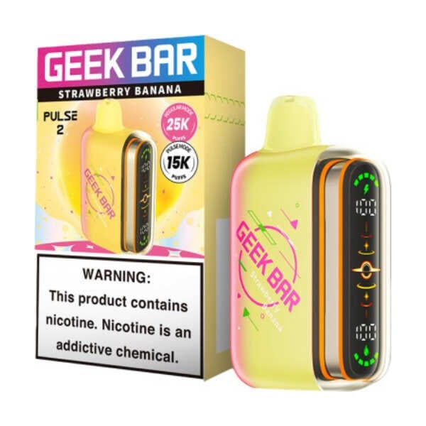 Strawberry Banana Geek Bar Pulse 2 25K Disposable Vape